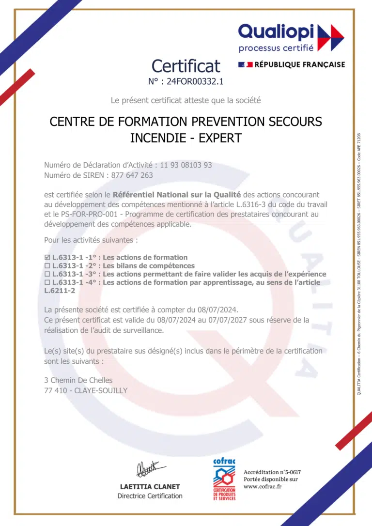 Certificat de conformité Qualiopi